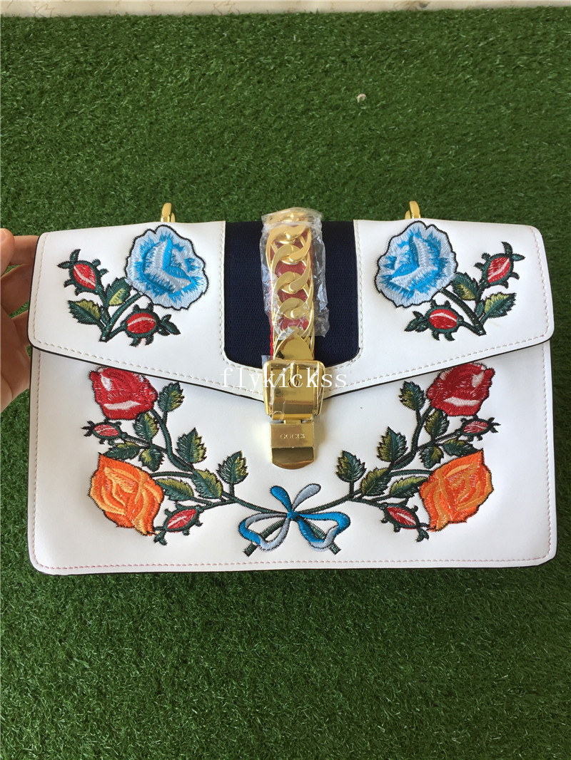 GC handbag Flower Embroidery White